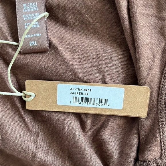 SKIMS Sleep Spaghetti Tank Top Plus Size 2X Jasper Tan Stretch Comfy NEW - Picture 5 of 5